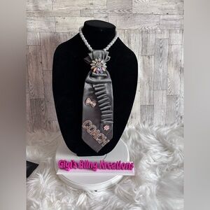 Chic Gray Scarf with Rhinestone Embellishments